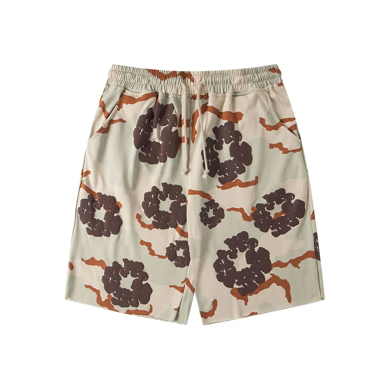 D317# DENIM TEARS Kapok European and American trendy brand high quality foam flocking camouflage printed short-sleeved suit Color Camouflage blue Camouflage powder Camouflage gray Camouflage apricot Camouflage green Size S-XL